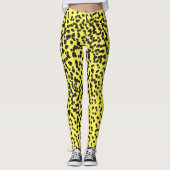 Leggings Fun Noir Neon Jaune Pois Motif dalmate (Devant)
