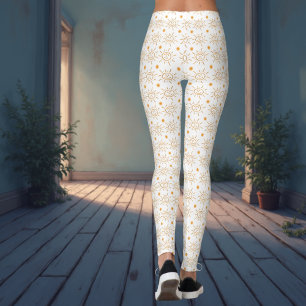 Leggings Fun Orange Blanc Main Levée Sourire Face Soleil