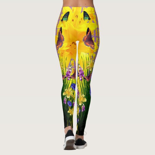 Leggings Fun papillon Lavande Fleurs Springtime (Dos)