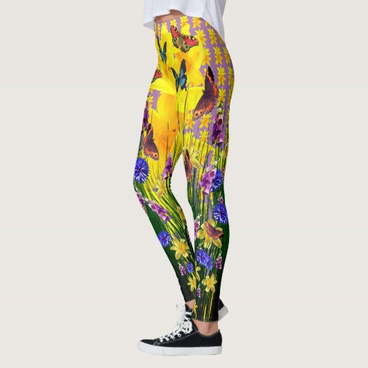 Leggings Fun papillon Lavande Fleurs Springtime (Gauche)