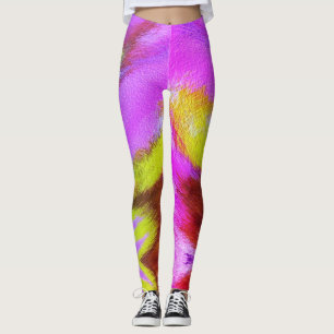 Leggings Fun Psychedelful Colorful Motif Furry