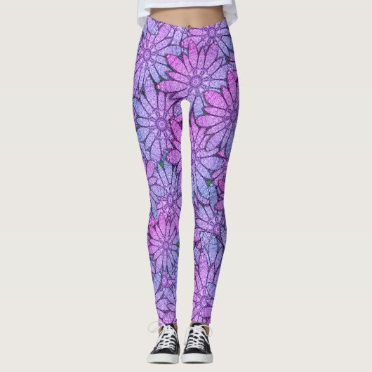 Leggings Fun Purple Flowers (Devant)