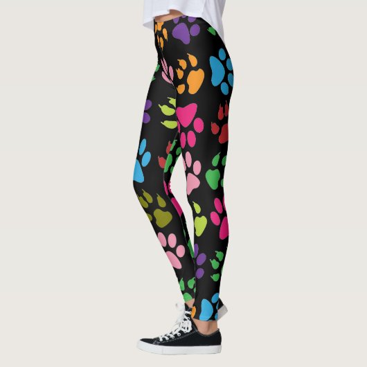Leggings Fun Rainbow Colored Chien et Empreinte de patte de (Gauche)
