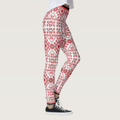Leggings Fun Red Black Nordic Fair Isle Snowflake Motif (Droite)