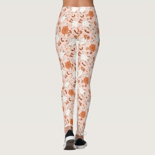Leggings Fun Retro Ghost & Jack-O-Lantern Motif (Dos)