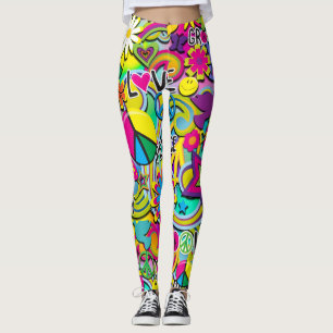 Leggings FUN Rétro Groovy Années 60 Amour Coloré Funky