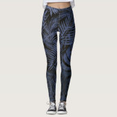 Leggings Fun tropical marine bleu feuille de palmier motif (Devant)