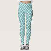 Leggings Fun Turquoise En vichy Checks Motif géométrique (Devant)
