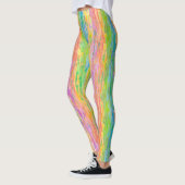 Leggings Fun Whimsical Rainbow Colors Stripes Art Pattern (Gauche)