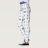 Leggings Fun Zen Yoga Poses Bleu Blanc Méditation (Gauche)