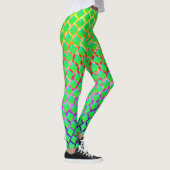 Leggings Fundo de traços em cores, quadrados verde azulado. (Droite)