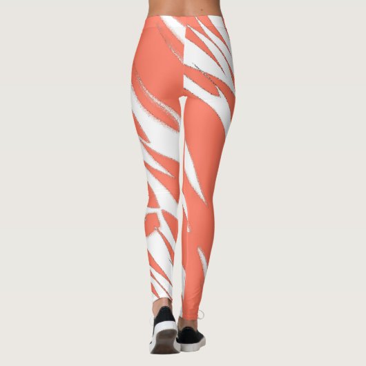 Leggings Funky Abstrait Art Coral Blanc (Dos)