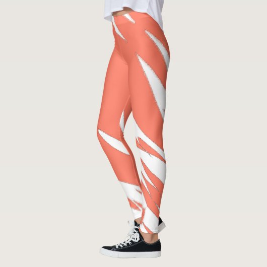 Leggings Funky Abstrait Art Coral Blanc (Gauche)