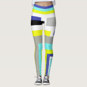 Leggings Funky Abstrait Art Jaune Pastel Thème (Devant)