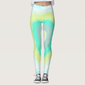 Leggings Funky Abstrait Art Jaune Turquoise Pastel Thème (Devant)
