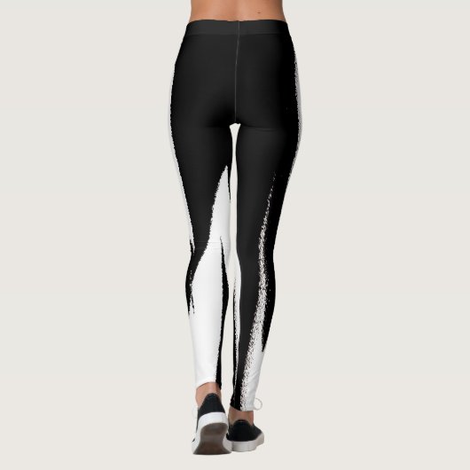 Leggings Funky Abstrait Art noir blanc (Dos)