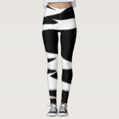 Leggings Funky Abstrait Art noir blanc (Devant)