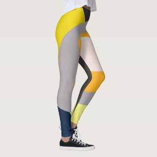 Leggings Funky Abstrait Art Pale Pastel Charcoal Yellow