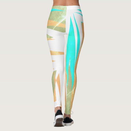 Leggings Funky Abstrait Art Pastel Turquoise Blanc (Dos)