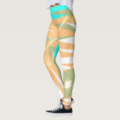 Leggings Funky Abstrait Art Pastel Turquoise Blanc (Gauche)