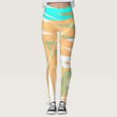 Leggings Funky Abstrait Art Pastel Turquoise Blanc (Devant)