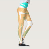Leggings Funky Abstrait Art Pastel Turquoise Blanc (Droite)