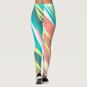 Leggings Funky Abstrait Art Pastel Turquoise Blanc (Dos)