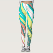 Leggings Funky Abstrait Art Pastel Turquoise Blanc (Devant)