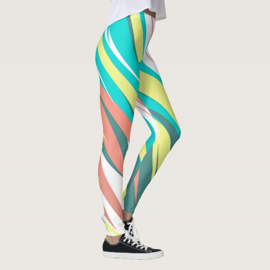Leggings Funky Abstrait Art Pastel Turquoise Blanc (Droite)
