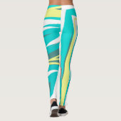 Leggings Funky Abstrait Art Pastel Turquoise Blanc (Dos)