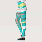 Leggings Funky Abstrait Art Pastel Turquoise Blanc (Gauche)