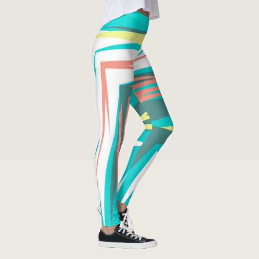Leggings Funky Abstrait Art Pastel Turquoise Blanc (Droite)