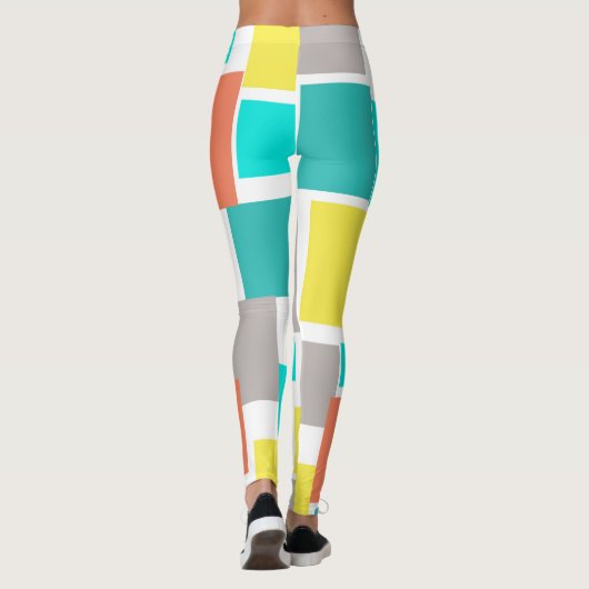 Leggings Funky Abstrait Art Pastel Turquoise Jaune (Dos)