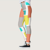 Leggings Funky Abstrait Art Pastel Turquoise Jaune (Gauche)