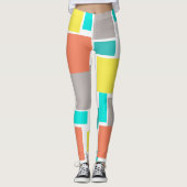 Leggings Funky Abstrait Art Pastel Turquoise Jaune (Devant)