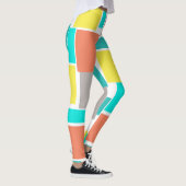 Leggings Funky Abstrait Art Pastel Turquoise Jaune (Droite)