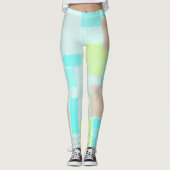 Leggings Funky Abstrait Art Pastel Turquoise Jaune (Devant)