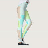Leggings Funky Abstrait Art Pastel Turquoise Jaune (Droite)