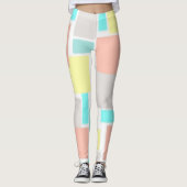 Leggings Funky Abstrait Art Pastel Turquoise Jaune (Devant)