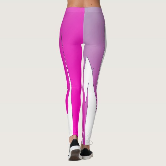 Leggings Funky Abstrait Art violet rose blanc (Dos)