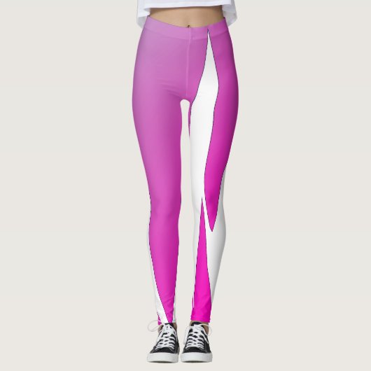 Leggings Funky Abstrait Art violet rose blanc (Devant)