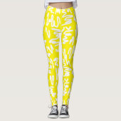 Leggings funky abstrait jaune blanc ensoleillé (Devant)