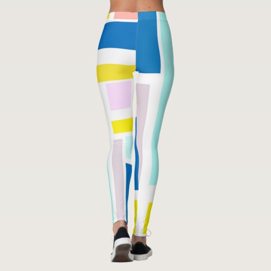 Leggings Funky Abstrait Jaune Turquoise Pale Pastel (Dos)