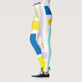 Leggings Funky Abstrait Jaune Turquoise Pale Pastel (Gauche)