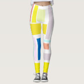 Leggings Funky Abstrait Jaune Turquoise Pale Pastel (Devant)