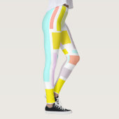 Leggings Funky Abstrait Jaune Turquoise Pale Pastel (Droite)