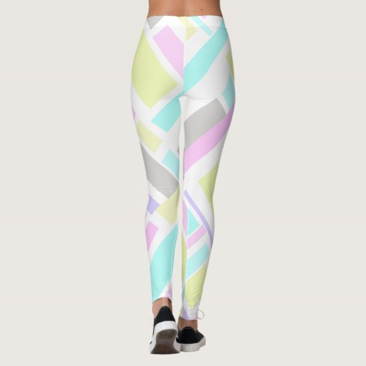 Leggings Funky Abstrait Jaune Turquoise Pale Pastel (Dos)