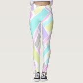 Leggings Funky Abstrait Jaune Turquoise Pale Pastel (Devant)