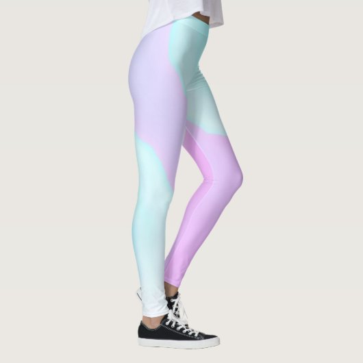 Leggings Funky Art Abstrait rose Turquoise Pastel thème (Droite)
