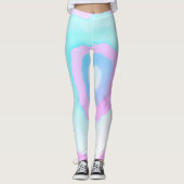 Leggings Funky Art Abstrait rose Turquoise Pastel thème (Devant)